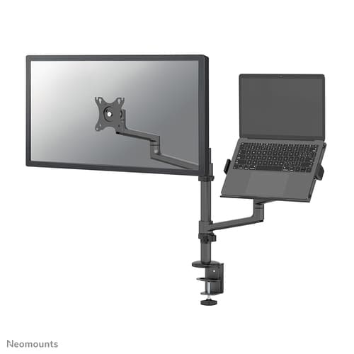 Neomounts DS20-425BL2 - Mounting kit (desk clamp mount, desk grommet, notebook tray, monitor arm, VESA adapter, notebook tray arm) - full-motion adjustable arm - for LCD display / notebook - steel - black - screen size: 17"-27" (LCD display) / 11.6"-17.3" (notebook)