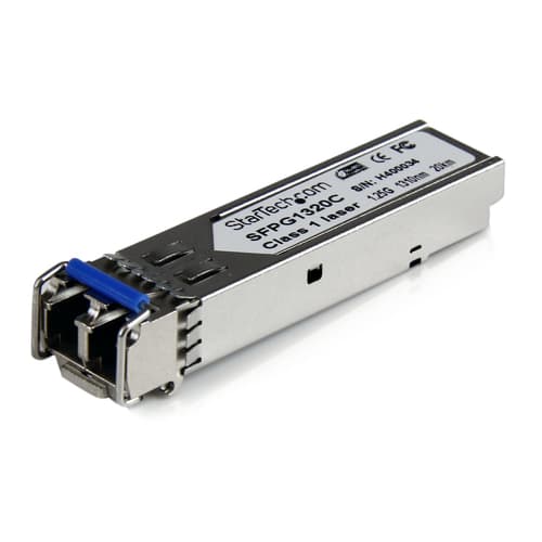 StarTech.com Cisco GLC-LH-SMD Compatible SFP Module 1000BASE-LH 1GbE Single Mode (SMF) Fiber SMF Optic Transceiver 1GE Gigabit Ethernet SFP LC 20km, 1310nm, DDM, Cisco Firepower, IE2000 - Lifetime Warranty (SFPG1320C) - SFP (mini-GBIC) transceiver module - 1GbE - 1000Base-LH - LC single-mode - up to 20 km - 1310 nm - for P/N: ET91000LCOAM, IES101002SFP, IES101G2SFPW, IES101GP2SFW, MCM1110SFP, PEX1000SFP2