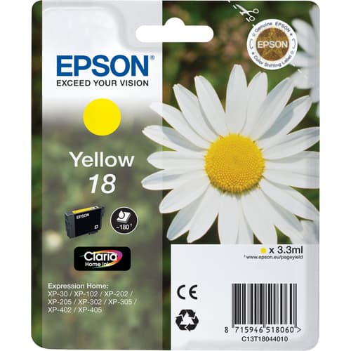 Epson 18 - Yellow - original - ink cartridge - for Expression Home XP-212, 215, 225, 312, 315, 322, 325, 412, 415, 422, 425