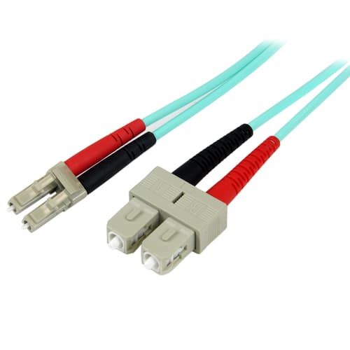 StarTech.com 2m Fiber Optic Cable - 10 Gb Aqua - Multimode Duplex 50/125 - LSZH - LC/SC - OM3 - LC to SC Fiber Patch Cable (A50FBLCSC2) - Patch cable - LC multi-mode (M) to SC multi-mode (M) - 2 m - fibre optic - duplex - 50 / 125 micron - aqua