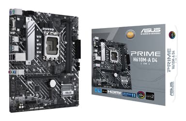 ASUS PRIME H610M-A D4-CSM - Motherboard - micro ATX - LGA1700 Socket - H610 Chipset - USB 3.2 Gen 2, USB 3.2 Gen 1 - Gigabit LAN - onboard graphics (CPU required) - HD Audio (8-channel)