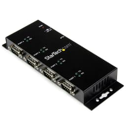 StarTech.com 4 Port USB to Serial RS232 Adapter - Wall Mount - Din Rail - COM Port Retention - FTDI USB to DB9 RS232 Hub (ICUSB2324I) - Serial adapter - USB 2.0 - RS-232 x 4 - black