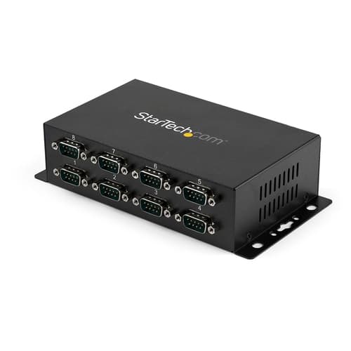StarTech.com 8 Port USB to Serial RS232 Adapter - Wall Mount - Din Rail - COM Port Retention - FTDI USB to DB9 RS232 Hub (ICUSB2328I) - Serial adapter - USB 2.0 - RS-232 x 8 - black