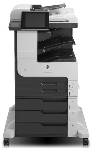 HP LaserJet Enterprise MFP M725z, print, copy, scan, fax, 40ppm mono, A4, A3, duplex, 1200x1200dpi, 1GB memory, 2 hi-speed USB 2.0 host, hi-speed USB 2.0 device, 1 gigabit ethernet 10/100/1000T network, 1 foreign interface, 1 hardware integration pocket, 2 internal USB host, 20.3cm colour LCD with touchscreen, scan to e-mail, scan to network folder, scan to USB, send to FTP, send to LAN fax, send to internet fax, local address book, SMTP over SSL, HP PCL 6, HP PCL 5e, HP postscript level 3 emula