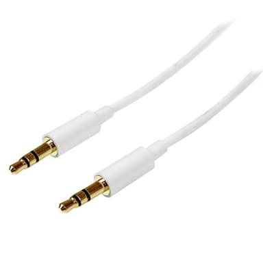StarTech.com 1m White Slim 3.5mm Stereo Audio Cable - 3.5mm Audio Aux Stereo - Male to Male Headphone Cable - 2x 3.5mm Mini Jack (M) White (MU1MMMSWH) - Audio cable - mini-phone stereo 3.5 mm male to mini-phone stereo 3.5 mm male - 1 m - white