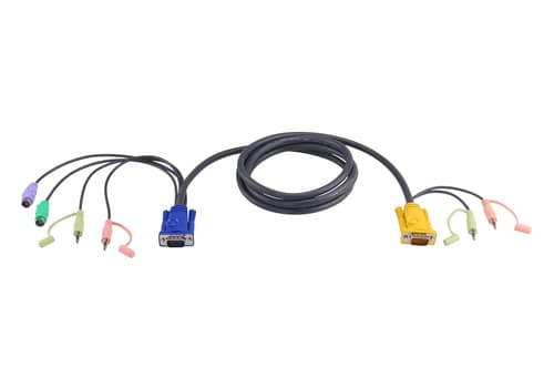 ATEN 2L-5305P - Keyboard / mouse / video / audio cable - 15 pin D-Sub (DB-15), mini jack (M) to PS/2, HD-15 (VGA), mini jack (M) - 5 m - for ATEN CS1732, CS1734, Master View max CS-1754, CS-1758, MasterView CS-1732, CS-1734