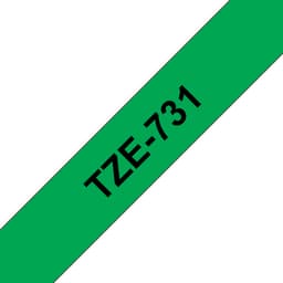 Brother TZe-731 - Black on green - Roll (1.2 cm x 8 m) 1 cassette(s) laminated tape - for Brother PT-D210, D600, H110, P750, P-Touch PT-1005, D450, E310, P-Touch Cube Pro PT-P910