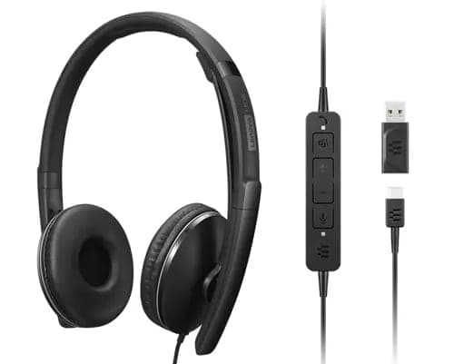 Lenovo Gen 2 - Headset - on-ear - wired - USB-C - black - Certified for Microsoft Teams