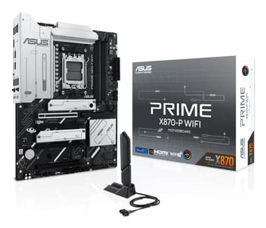 ASUS PRIME X870-P WIFI - Motherboard - ATX - Socket AM5 - AMD X870 Chipset - USB4, USB 3.2 Gen 2, USB-C 3.2 Gen2, USB 3.2 Gen 1 - Wi-Fi 7, Bluetooth, 2.5 Gigabit LAN - onboard graphics (CPU required) - HD Audio (8-channel)
