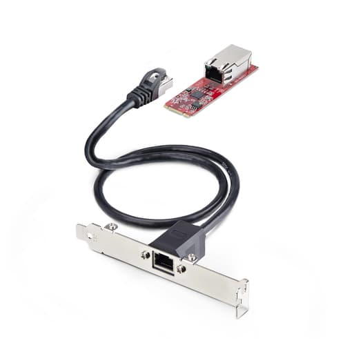 StarTech.com 1-Port 2.5GbE M.2 Network Card, Multi-Gigabit Speeds (2.5G/1G/100M/10M) - NBASE-T (802.3bz), PCIe Ethernet M.2 2280, B/M Key - NIC for SFFs/Desktop PCs, Includes 2ft Cat6 adapter, Full/Low Brackets (MR12GI-NETWORK-CARD) - Network adapter - M.2 2280 (B+M Key) low profile - 10/100/1000/2500Base-T x 1 - red - TAA Compliant