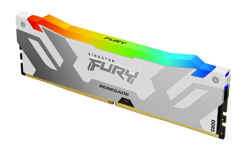 Kingston FURY Renegade RGB - DDR5 - module - 16 GB - DIMM 288-pin - 6400 MT/s / PC5-51200 - CL32 - 1.4 V - unbuffered - on-die ECC - white & silver