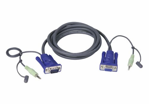 ATEN 2L-2402A - Video / audio cable - HD-15 (VGA), mini jack (M) to HD-15 (VGA), mini jack (M) - 1.8 m - for ATEN VS-0116, VS1601, VanCryst VE170Q, Video Matrix Switch VS-0202, VS-0204, VS-0404