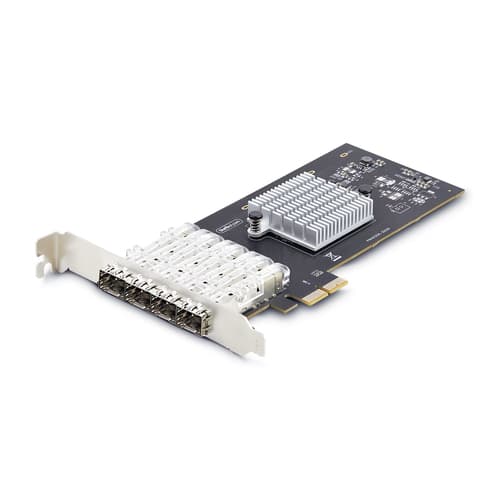 StarTech.com 4-Port GbE SFP Network Card, PCIe 2.0 x2, Intel I350-AM4 4x 1GbE Controller, 1000BASE Copper/Fiber Optic, Quad-Port Gigabit Ethernet NIC, Desktop/Server Backplanes - Windows and Linux Compatible (P041GI-NETWORK-CARD) - Network adapter - PCIe 2.0 x2 - Gigabit SFP x 4 - black