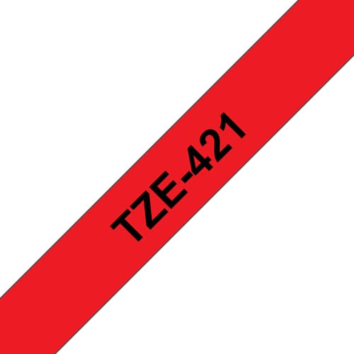 Brother TZe-421 - Self-adhesive - black on red - Roll (0.9 cm x 8 m) 1 cassette(s) laminated tape - for Brother PT-P750, P950, P-Touch PT-1005, E310, P-Touch Cube Plus PT-P710