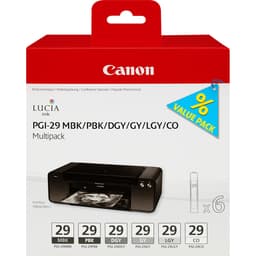 Canon PGI-29 MBK/PBK/DGY/GY/LGY/CO Multipack - 6-pack - 36 ml - grey, light grey, dark grey, matte black, photo black, chroma optimiser - original - ink tank - for PIXMA PRO-1