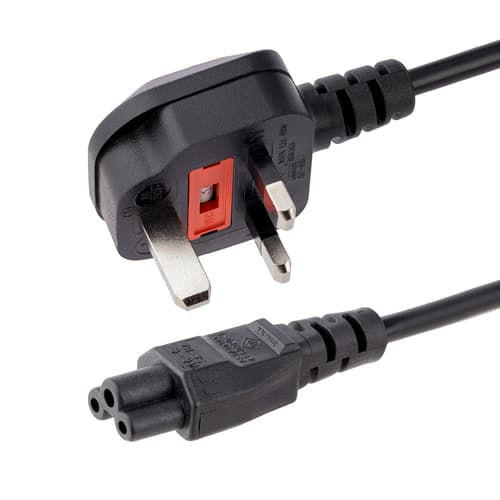 StarTech.com 6ft (2m) UK Laptop Power Cable, BS 1363 to C5 Clover Leaf, 2.5A 250V, 18AWG, Notebook/Laptop Replacement Cord, Printer Cable, UK Laptop Charger Cord, BS 1363 to IEC60320 C5 - Power Brick Cord - Power cable - IEC 60320 C5 to BS 1363 (M) - AC 250 V - 2 m - molded - black