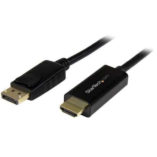 StarTech.com 6.5 ft / 2m DisplayPort to HDMI converter cable - 4K (DP2HDMM2MB) - Adapter cable - DisplayPort male to HDMI male - 2 m - black - 4K support - for P/N: DK30CH2DEP, DK30CH2DEPUE, DK30CH2DPPD, DK30CH2DPPDU, DK30CHDDPPD, DK30CHDPPDUE