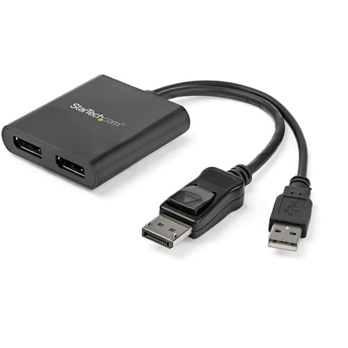 StarTech.com 2-Port Multi Monitor Adapter, DisplayPort 1.2 MST Hub, Dual 4K 30Hz or 1080p, USB Bus Powered, Video Splitter for Extended Desktop Mode on Windows Only, DP to 2x DP MST Hub - Multi Stream Transport (MSTDP122DP) - Video splitter - 2 x DisplayPort - desktop - for P/N: SV231DPU34K