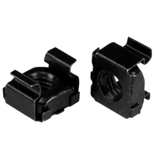 StarTech.com M6 Cage Nuts - 50 Pack, Black - M6 Mounting Cage Nuts for Server Rack & Cabinet (CABCAGENUT6B) - Cage nuts - black (pack of 50) - for P/N: RACK-18U-20-WALL-OA, RACK-21U-20-WALL-OA, RACK-24U-20-WALL-OA, RK12OD2, RK3236BKF — image 1