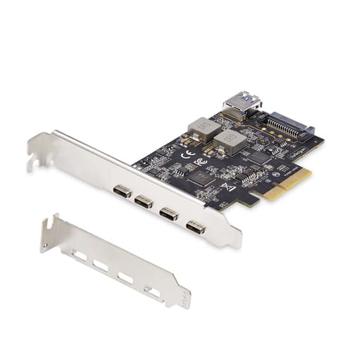StarTech.com 5-Port USB PCIe Card, USB 3.2 10Gbps, PCI Express Card with 4x USB-C Ports, 1x USB-A Internal Port, USB PCIe Controller Card, Windows/macOS/Linux - USB adapter - PCIe 3.0 x4 - USB-C 3.2 Gen 1 x 4 + USB 3.2 Gen 1 x 1 - black