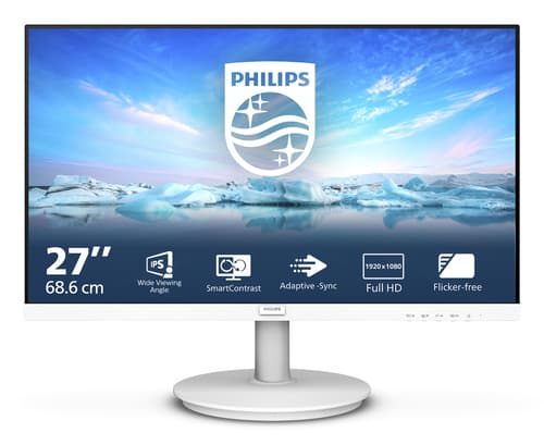 Philips V-line 271V8AW - LED monitor - 27" - 1920 x 1080 Full HD (1080p) @ 75 Hz - IPS - 250 cd/m� - 1000:1 - 4 ms - HDMI, VGA - speakers - textured white