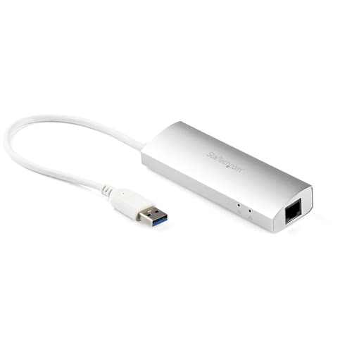 StarTech.com 3-Port USB 3.0 Hub with Gigabit Ethernet - Up to 5Gbps - Portable USB Port Expander with Built-in Cable (ST3300G3UA) - Hub - 3 x SuperSpeed USB 3.0 + 1 x 10/100/1000