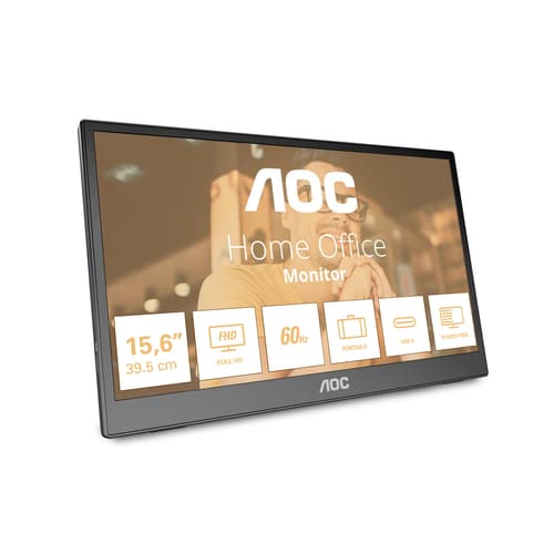 AOC 16T3EA - LED monitor - 16" (15.6" viewable) - portable - 1920 x 1080 Full HD (1080p) @ 60 Hz - IPS - 250 cd/m� - 700:1 - 4 ms - USB-C - textured black