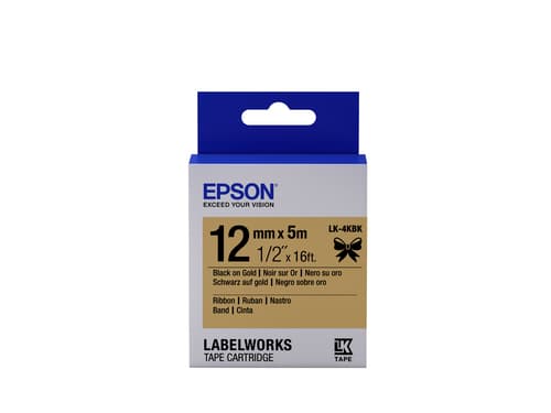 Epson LabelWorks LK-4KBK - Black on gold - Roll (1.2 cm x 5 m) 1 cassette(s) label tape - for LabelWorks LW-1000, 300, 400, 600, 700, 900, K400, Z5000, Z5010, Z700, Z710, Z900