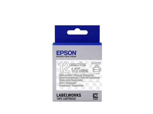 Epson LabelWorks LK-4TWN - White on transparent - Roll (1.2 cm x 2.9 m) 1 roll(s) label tape - for LabelWorks LW-1000, 300, 400, 600, 700, 900, K400, Z700, Z710, Z900