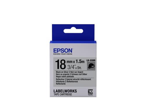 Epson LabelWorks LK-5SBR - Black on silver - Roll (1.8 cm x 1.5 m) 1 roll(s) label tape - for LabelWorks LW-1000, LW-400, LW-600, LW-700, LW-900, LW-K400, LW-Z700, LW-Z710, LW-Z900