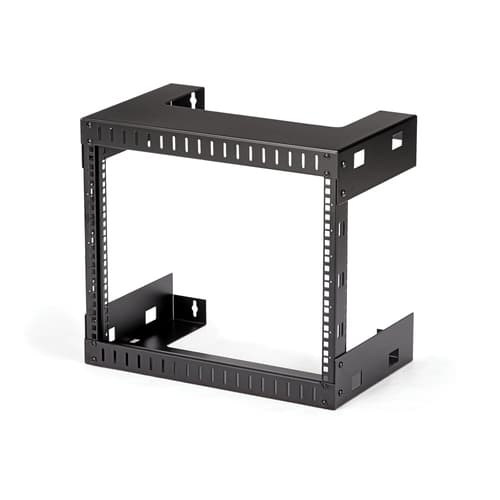 StarTech.com 8U 19" Wall Mount Network Rack - 12" Deep 2 Post Open Frame Server Room Rack for Data/AV/IT/Computer Equipment/Patch Panel with Cage Nuts & Screws 135lb Capacity, Black (RK812WALLO) - Rack - black - 8U - 19" - for P/N: CABCAGENUTS6, CABSCREWM52, CABSCREWSM6, CABSCRWM520, CABSCRWM620, CABSCRWS1224