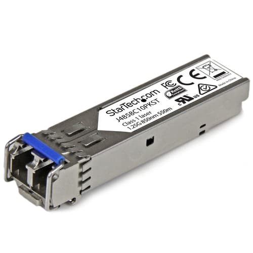 StarTech.com 10 pack HPE J4859C Compatible SFP Module, 1000BASE-LX, 1GbE Single Mode SMF/MMF Optic Transceiver, 1 Gigabit Ethernet, LC Connector 10km, 1310nm DDM, HPE 1400 1700, Mini GBIC - Lifetime Warranty (J4859C10PKST) - SFP (mini-GBIC) transceiver module (equivalent to: HP J4859C) - 1GbE - 1000Base-LX - LC - up to 10 km - 1310 nm (pack of 10) - for HPE 1700, 2610, 93XX, Switch XL 10/100/1000, HPE Aruba 2530, 2930F 24, 2930F 48, 5406