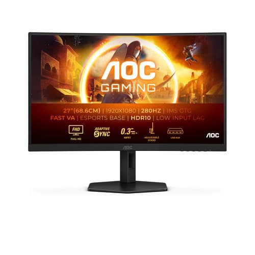 AOC Gaming C27G4ZXU - LED monitor - gaming - curved - 27" - 1920 x 1080 Full HD (1080p) @ 280 Hz - Fast VA - 300 cd/m� - 4000:1 - HDR10 - 0.3 ms - speakers - black