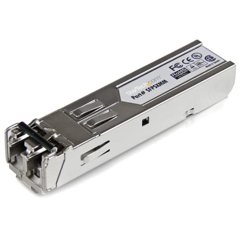 StarTech.com MSA Uncoded Compatible SFP Module, 1000BASE-SX, 1GbE Multi Mode (MMF) Fiber Optic Transceiver, 1GE Gigabit Ethernet SFP, LC Connector, 550m, 850nm, DDM, 1Gbps Mini GBIC Module - Lifetime Warranty (SFPSXMM) - SFP (mini-GBIC) transceiver module - 1GbE - 1000Base-SX - LC multi-mode - up to 550 m - 850 nm - for P/N: MCM1110SFP