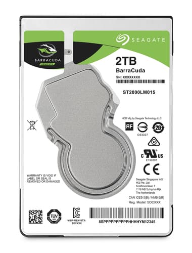 Seagate Guardian BarraCuda ST2000LM015 - Hard drive - 2 TB - internal - 2.5" - SATA 6Gb/s - 5400 rpm - buffer: 128 MB