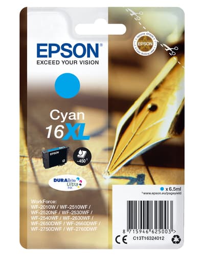 Epson Ink Cartridges, DURABrite" Ultra, 16XL, Pen and crossword, Singlepack, 1 x 6.5 ml Cyan