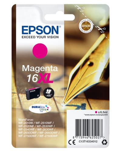 Epson Ink Cartridges, DURABrite" Ultra, 16XL, Pen and crossword, Singlepack, 1 x 6.5 ml Magenta
