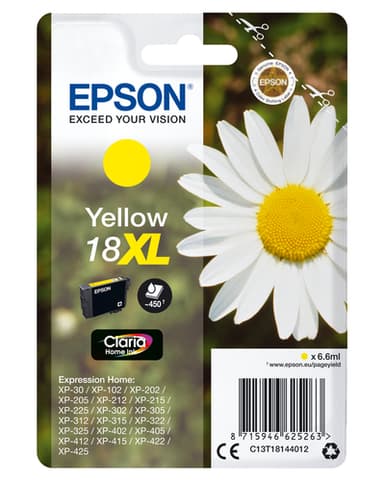 Epson Ink Cartridges, Claria" Home Ink, 18XL, Daisy, Singlepack, 1 x 6.6 ml Yellow, RF+AM