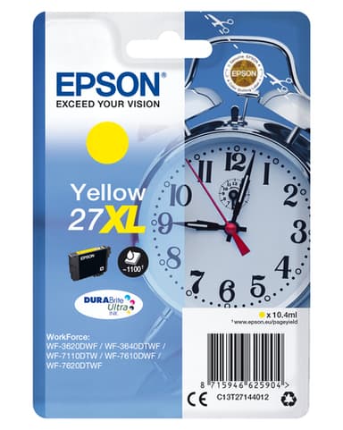 Epson Ink Cartridges, DURABrite" Ultra, 27XL, Alarm clock, Singlepack, 1 x 10.4 ml Yellow, XL