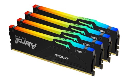 Kingston FURY Beast RGB - DDR5 - kit - 64 GB: 4 x 16 GB - DIMM 288-pin - 5600 MT/s / PC5-44800 - CL40 - 1.25 V - unbuffered - on-die ECC - black