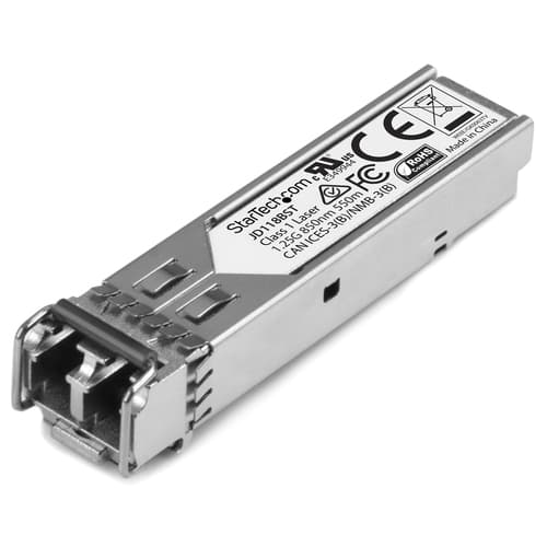 StarTech.com HPE JD118B Compatible SFP Module, 1000BASE-SX, 1GbE Multi Mode (MMF) Fiber Optic Transceiver, 1GE Gigabit Ethernet SFP, LC Connector, 550m, 850nm, DDM, HPE 5900, 12500, 5500 - Lifetime Warranty (JD118BST) - SFP (mini-GBIC) transceiver module (equivalent to: HP JD118B) - 1GbE - 1000Base-SX - LC multi-mode - up to 550 m - 850 nm