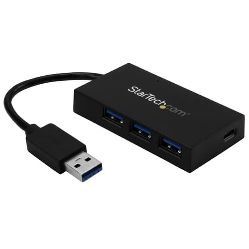 StarTech.com 4 Port USB 3.0 Hub, USB Type-A Hub with 1x USB-C & 3x USB-A (SuperSpeed 5Gbps), USB Bus or Self-Powered, Portable USB 3.1/USB 3.2 Gen 1 BC 1.2 Charging Hub w/ Power Adapter - Windows/macOS/Linux (HB30A3A1CSFS) - Hub - 3 x SuperSpeed USB 3.0 + 1 x USB-C - desktop - for P/N: CFASTRWU3C, SDMSDRWU3AC, USB312SAT3CB, USB315CB2M, USBLT1MWS, USBLTM1MBK, USBLTM1MWH