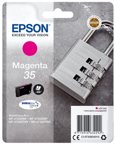 Epson Ink Cartridges, DURABrite" Ultra, 35, Padlock, Singlepack, 1 x 9.1 ml Magenta