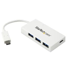 StarTech.com 4 Port USB C Hub with 1x USB-C & 3x USB-A Ports (SuperSpeed 5Gbps), USB Bus Powered, Compact Portable/Laptop USB 3.0 Adapter Hub, USB 3.1 Gen 1/USB 3.2 Gen 1 Type-C Hub, White - Windows/macOS/Linux (HB30C3A1CFBW) - Hub - 3 x SuperSpeed USB 3.0 + 1 x USB 3.1 - desktop