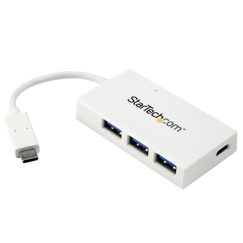 StarTech.com 4 Port USB C Hub with 1x USB-C & 3x USB-A Ports (SuperSpeed 5Gbps), USB Bus Powered, Compact Portable/Laptop USB 3.0 Adapter Hub, USB 3.1 Gen 1/USB 3.2 Gen 1 Type-C Hub, White - Windows/macOS/Linux (HB30C3A1CFBW) - Hub - 3 x SuperSpeed USB 3.0 + 1 x USB 3.1 - desktop