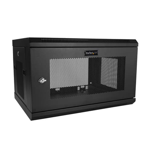 StarTech.com 2 Post 6U 19" Wall Mount Network Cabinet, 15" Deep Locking IT Switch Depth Enclosure, Vented Computer/Electronics Equipment Data Rack with Shelf & Hook & Loop Tape /Assembled - 19 Inch Wall Cabinet (RK616WALM) - Rack enclosure cabinet - wall mountable - black - 6U