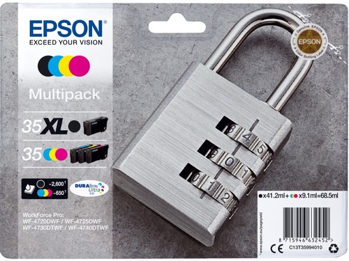 Epson 35 Multipack - 4-pack - black, yellow, cyan, magenta - original - ink cartridge - for WorkForce Pro WF-4720, WF-4720DWF, WF-4725DWF, WF-4730, WF-4740, WF-4740DTWF — image 1