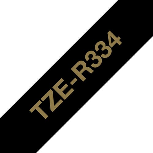 Brother TZe-R334 - Satin - gold on black - Roll (1.2 cm x 4 m) 1 cassette(s) ribbon tape - for P-Touch PT-E310BTVP