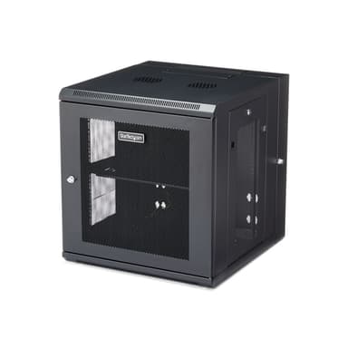 StarTech.com 12U 19" Wall Mount Network Cabinet, 20" Deep 4 Post Hinged Locking IT Computer Equipment Enclosure with Shelf, Flexible Vented Switch Depth Data Rack Cisco 3850, 2960 Series - 12U Vented Cabinet (RK1224WALHM) - Rack enclosure cabinet - wall mountable - black - 12U