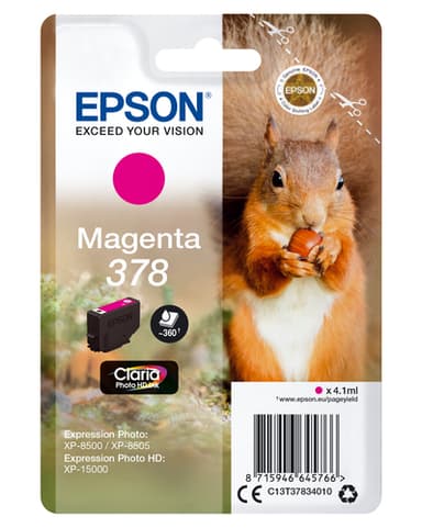Epson 378 - 4.1 ml - magenta - original - blister with RF/acoustic alarm - ink cartridge - for Expression Home XP-8605, 8606, Expression Home HD XP-15000, Expression Photo XP-8500, 8700